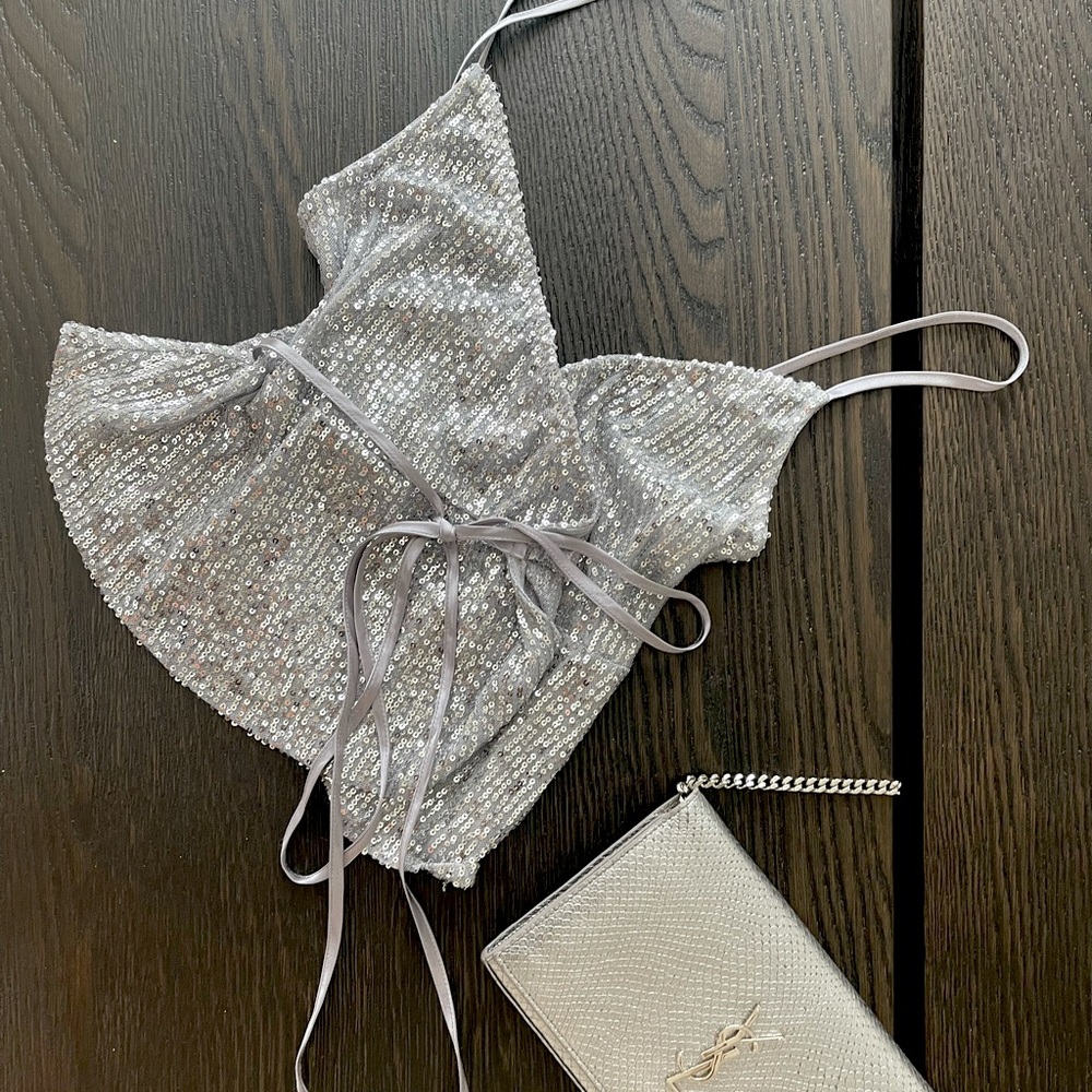 Zara silver sequin Top